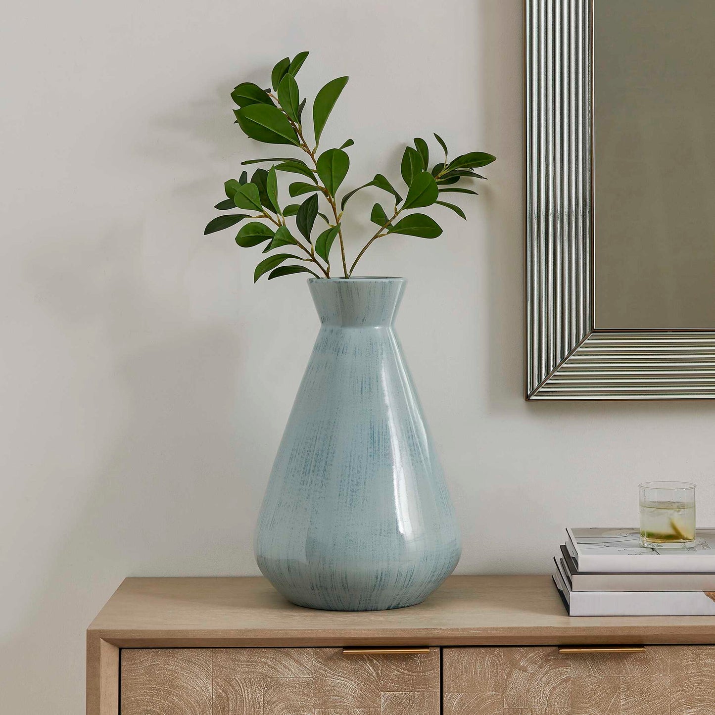 Flare Spire - Indoor-Outdoor Ceramic Vase - Blue