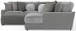 Canyon - 4 Piece Sectional With Cuddler Seat Cushions, Included Accent Pillows And Cocktail Ottoman (Right Side Facing Chaise) - Platinum