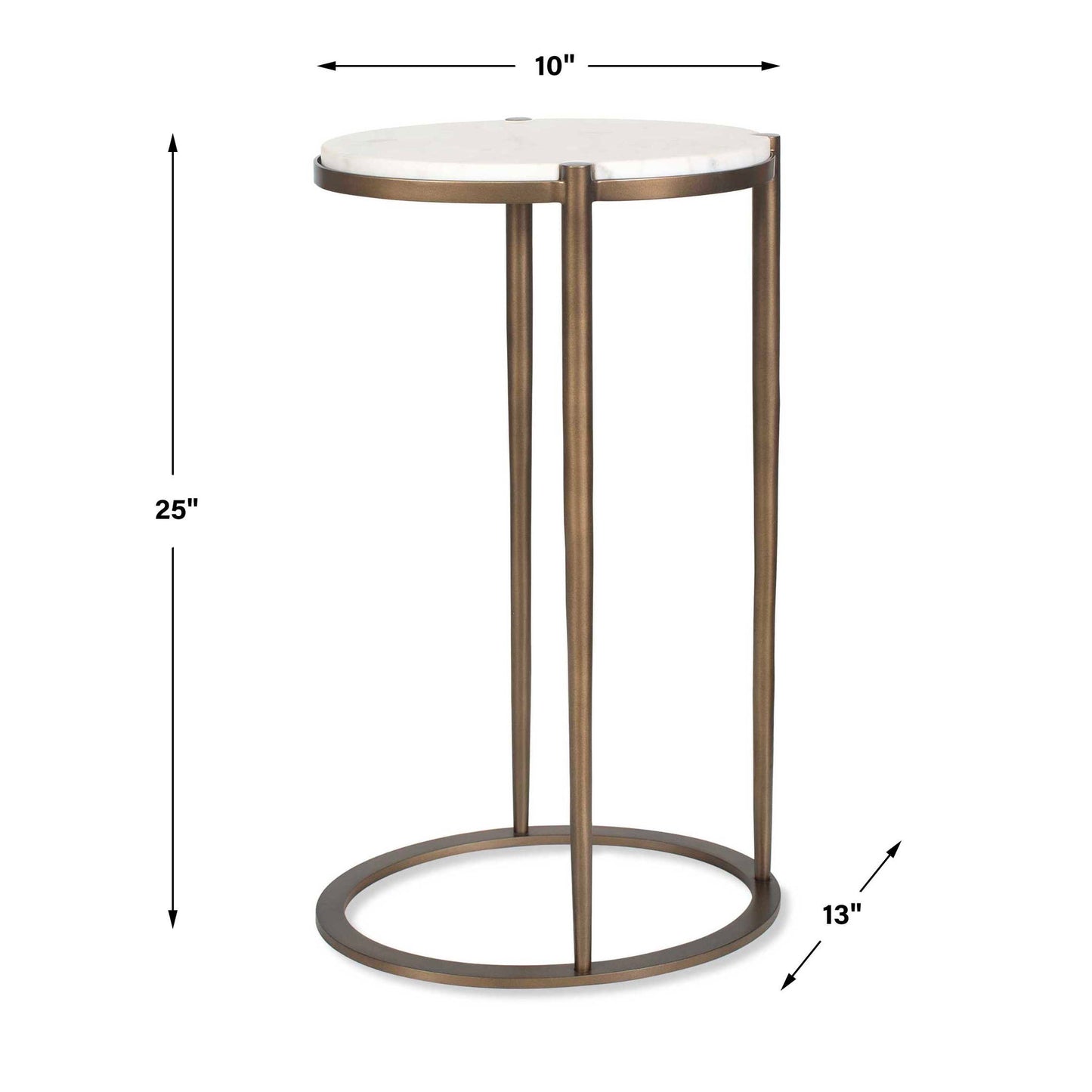 Mercier - Round Marble Accent Table - Brass / White