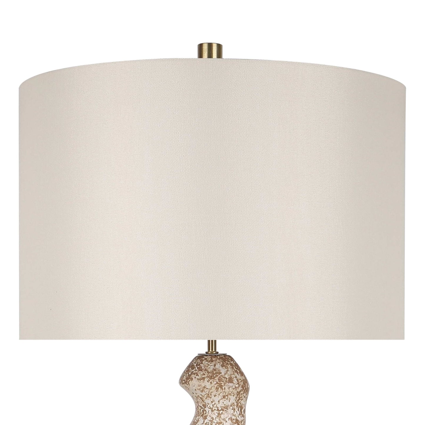 "Sculptural Serenity" Ceramic Table Lamp (Set of 2) - Stone / Soft Gold