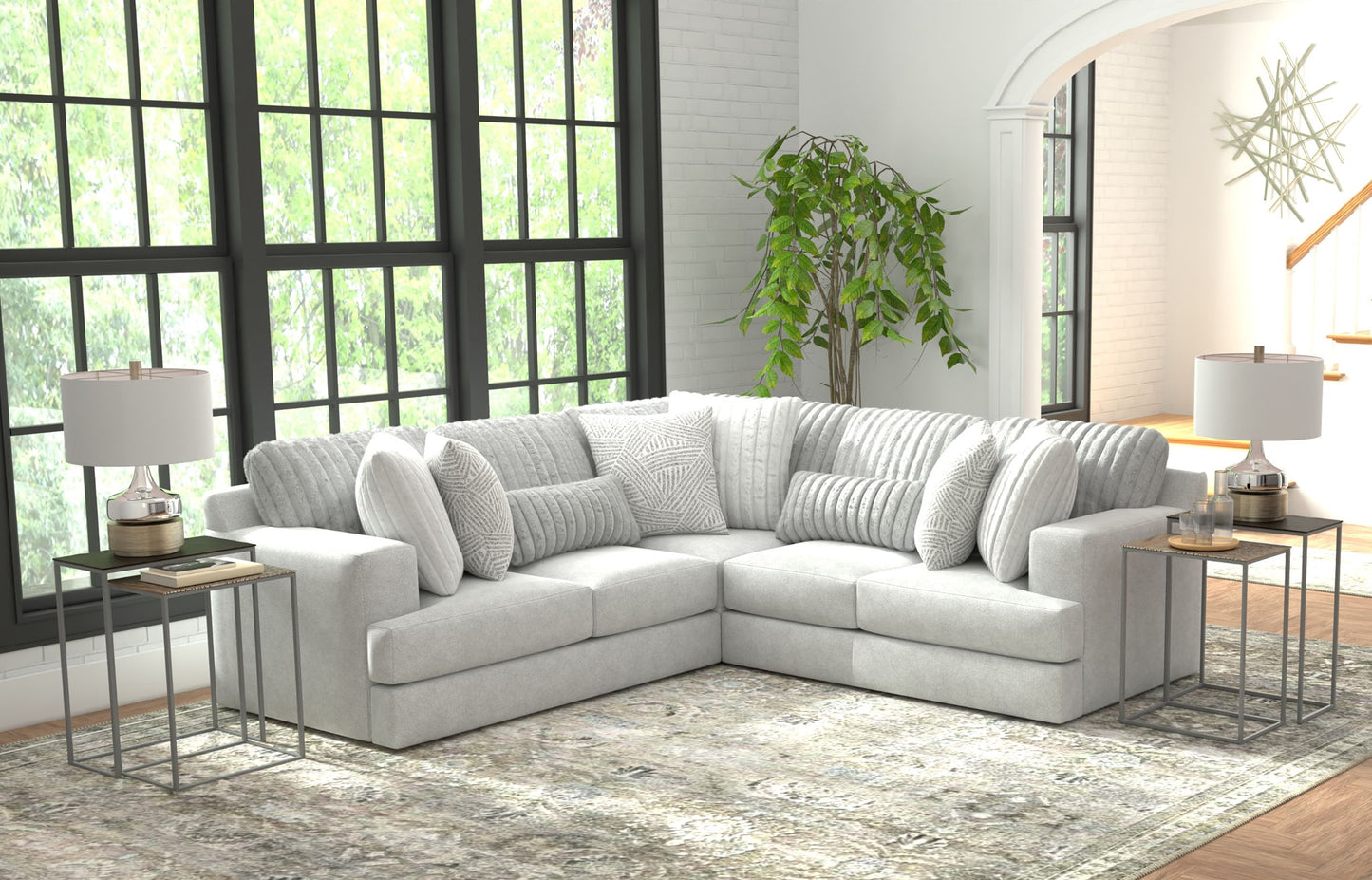 Logan - Upholstered Sectional With Comfort Coil Seating And Accent Pillows Included