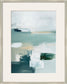 "Tranquil Horizons I" Framed Canvas Under Acrylic - Aqua / Cream