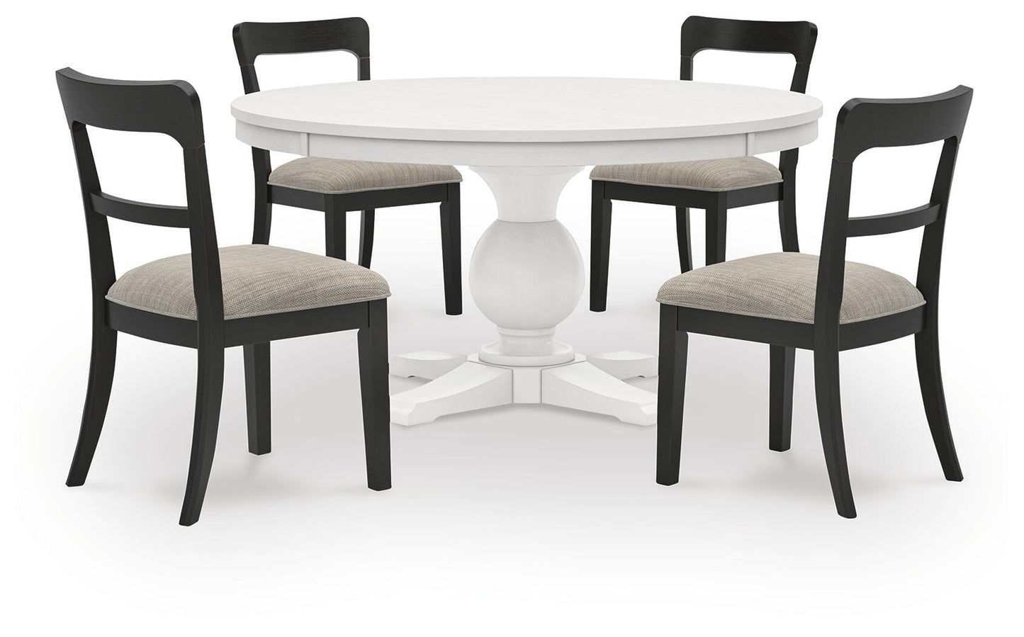 Greddinton - Round Dining Table Set - Black Chairs