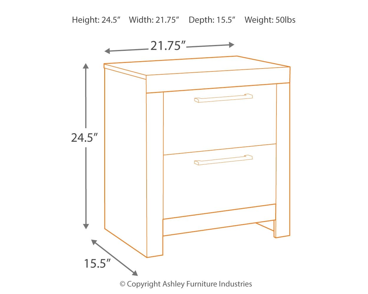 Derekson - Two Drawer Night Stand - Multi Gray