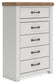 Savonport - Five Drawer Chest - White / Brown