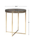 Taja - Round Accent Table - Dark Brown & Gold
