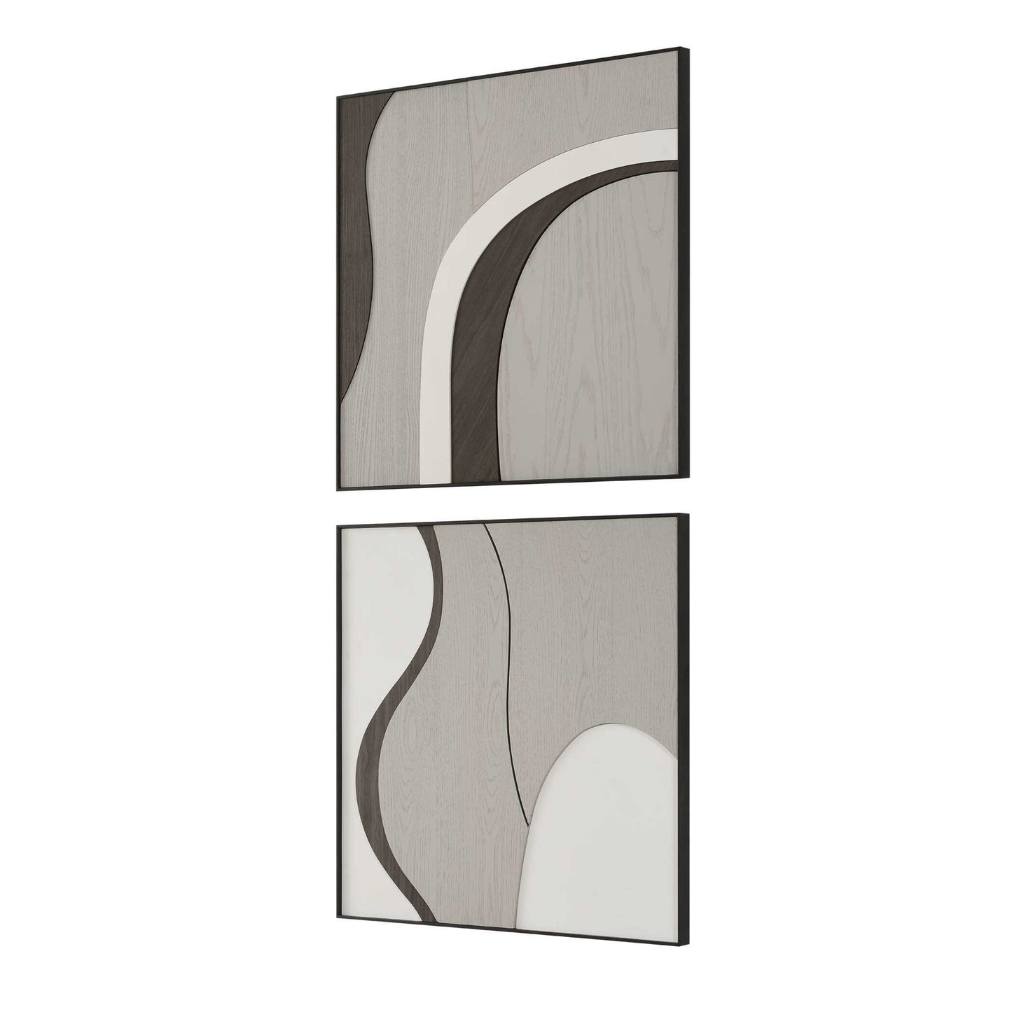 Joel - Modern Wood Wall Art (Set of 2) - Brown / Gray