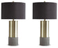 Jacek - Metal Table Lamp (Set of 2) - Gray / Brass Finish