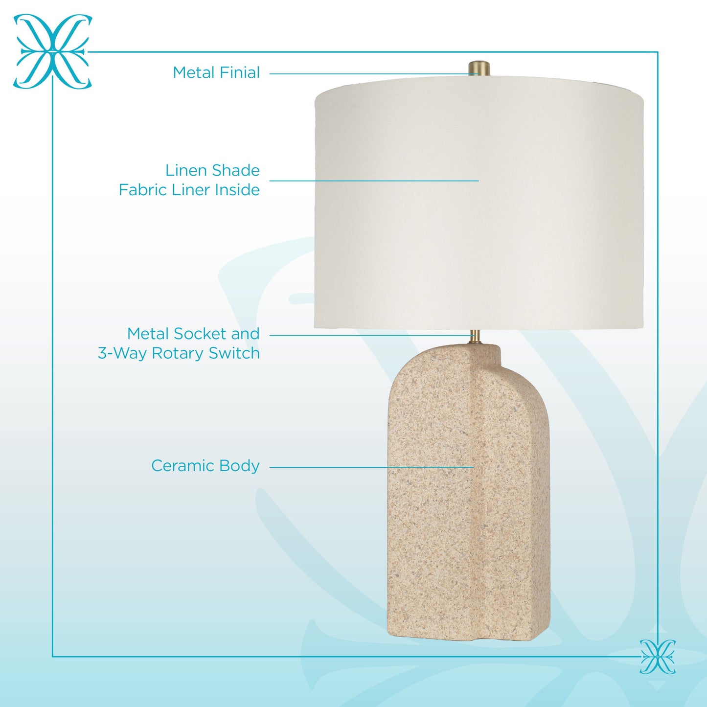 Sculpted Sandstone Ceramic Table Lamp (Set of 2) - Natural Rock