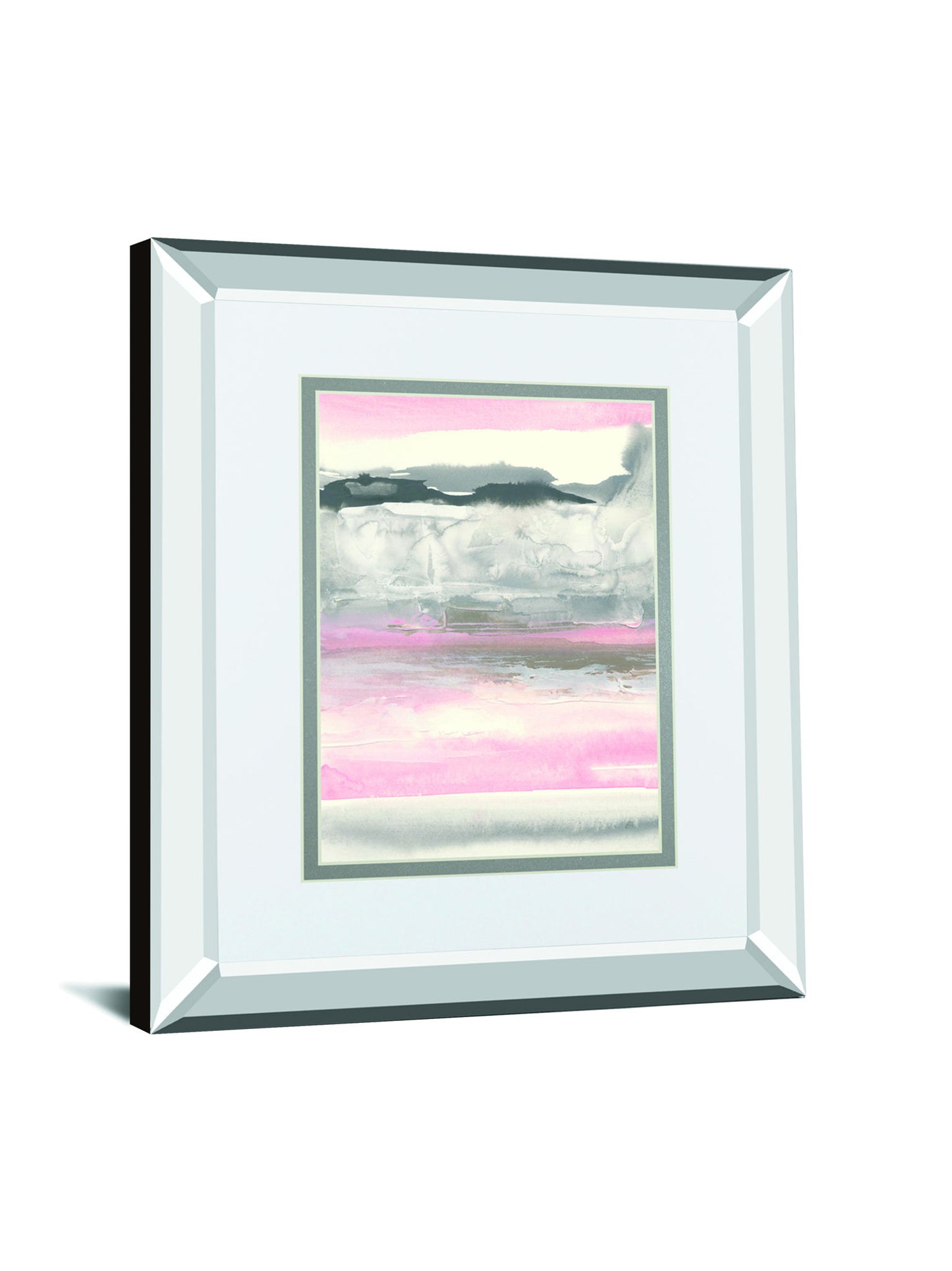 Charcoal And Blush I By Chris Paschke Mirrored Frame - Pink