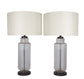 Lumina Ripple Ribbed Glass & Metal Table Lamp (Set of 2) - Clear Glass With Gold Flecks / Oil Bronze