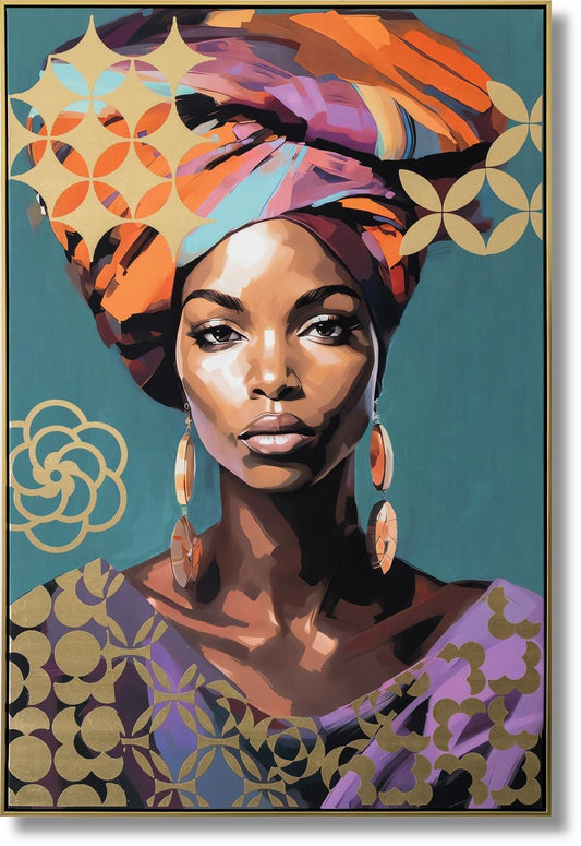 Golden Essence - 48" x 33" Framed Wall Art - Light Blue