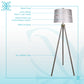 "Luxe Tripod Elegance" Faux Leather Wrap Floor Lamp - Greige / Soft Gold
