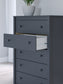 Simmenfort - Five Drawer Chest - Navy Blue