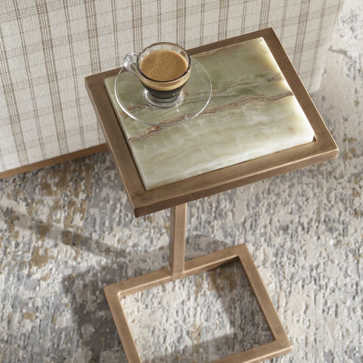 Gamora - Marble Drink Table - Gold / Green