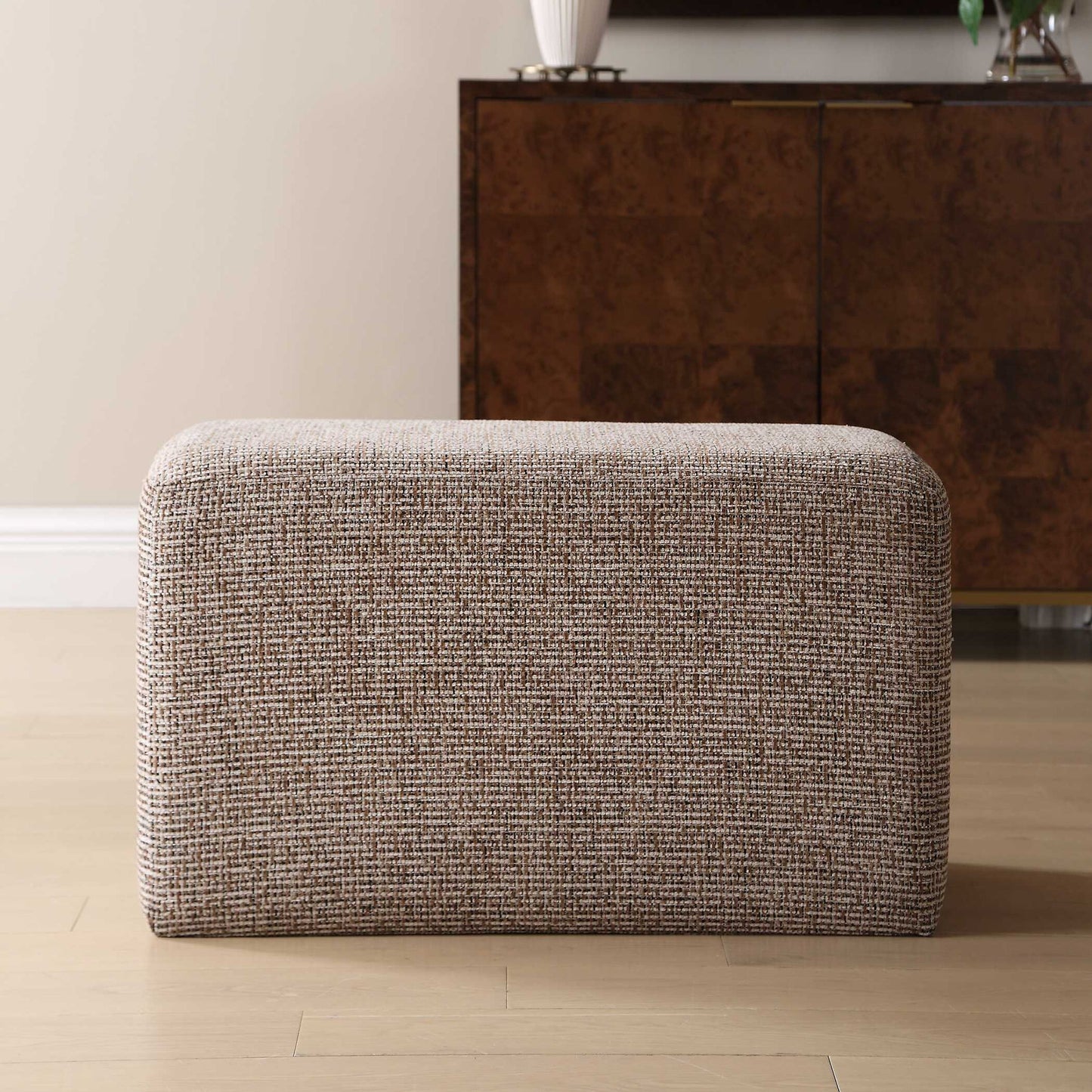 Kelce - Woven Checkered Ottoman - Brown