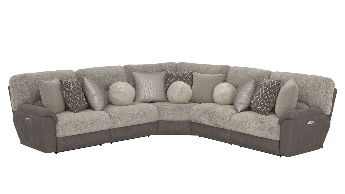 Rendezvous - 5 Piece Modular Sectional With 3 Reclining Seats - Umber