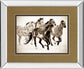 Painted Horses Run By Carol Walker - Mirror Framed Print Wall Art - Light Brown