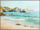 Coastal Daybreak I Hand-Embellished Canvas In Frame - Aqua / Beige