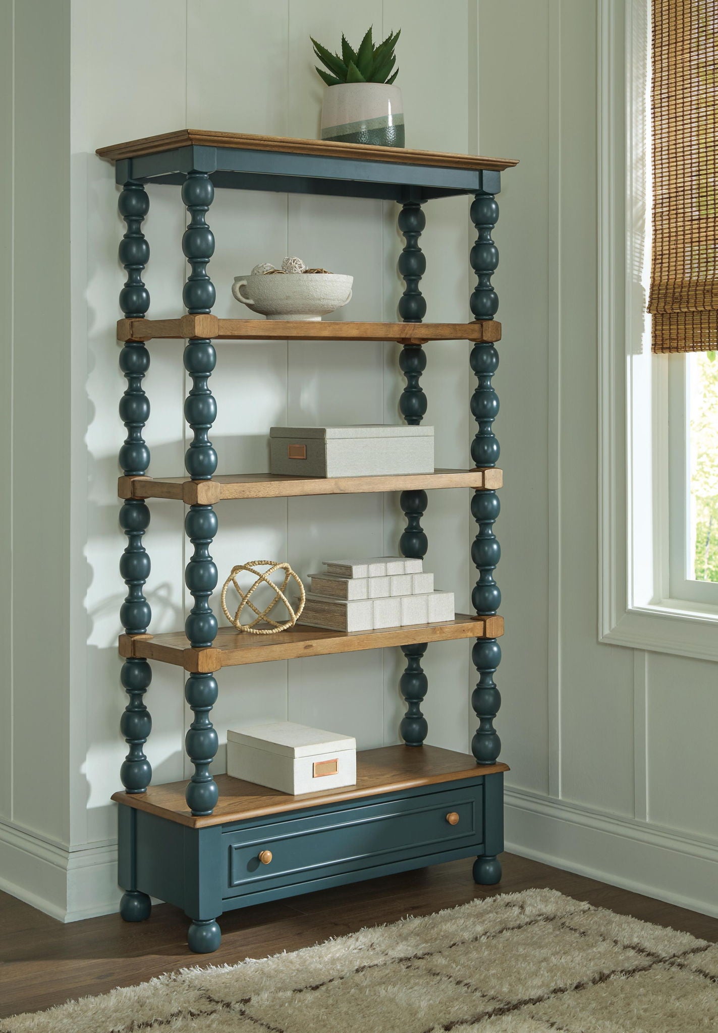 Finnworth - Bookcase - Blue / Brown