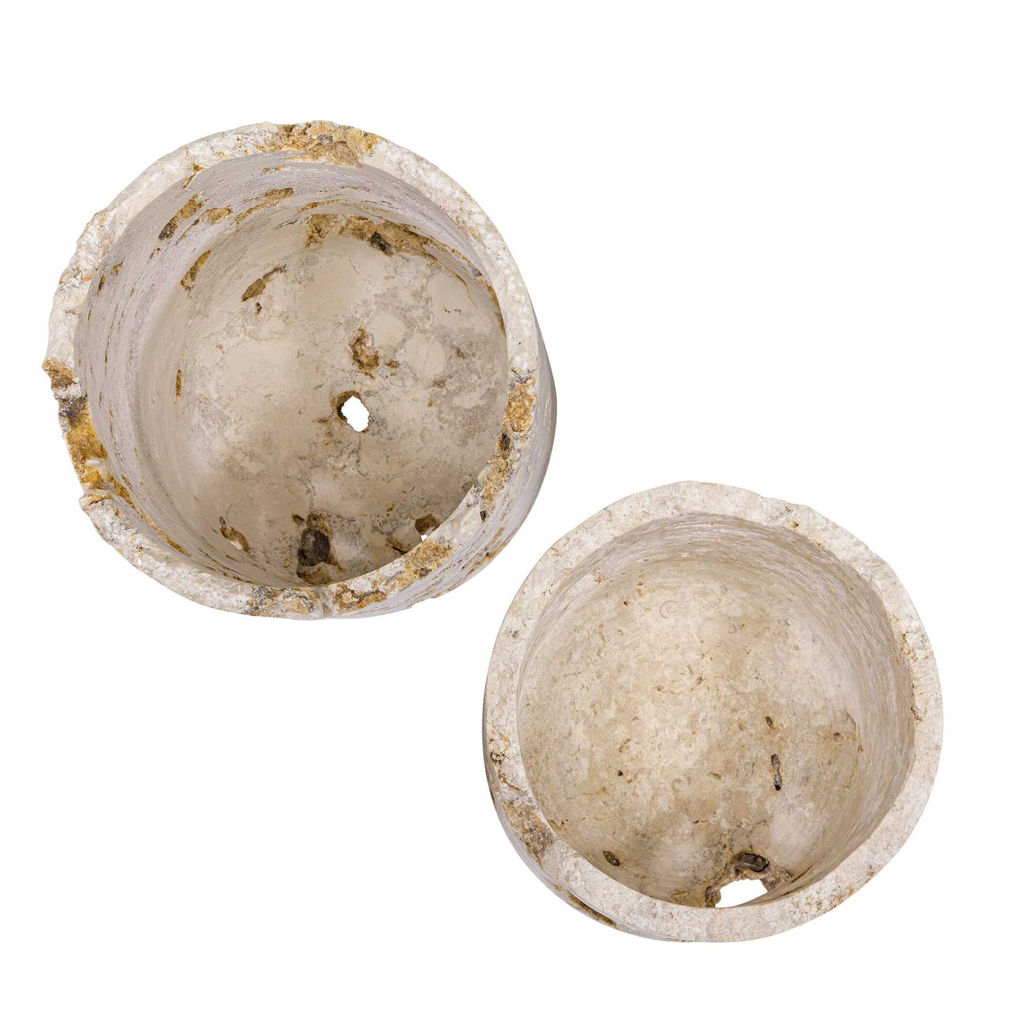 Quarried Stone - Indoor-Outdoor Candleholders (Set of 2) - Brown / White