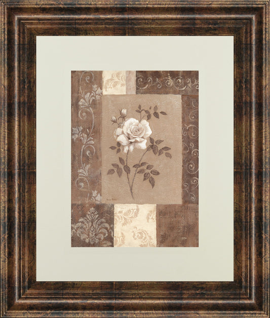 Single Rose By Vivian Flasch - Framed Print Wall Art - Light Brown