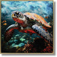 Azure Tide Turtle - 21" x 21" Framed Wall Art
