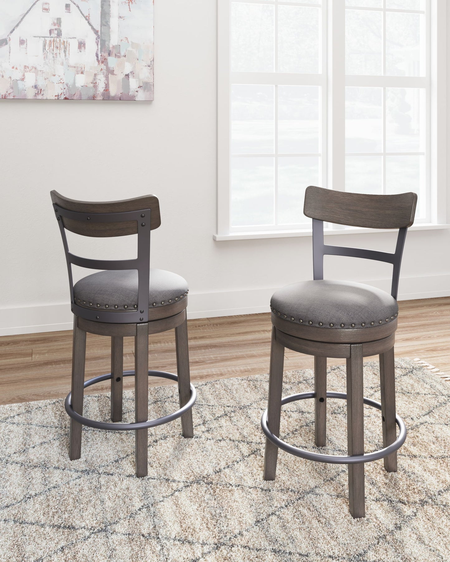 Caitbrook - UPH Swivel Barstool  - Gray