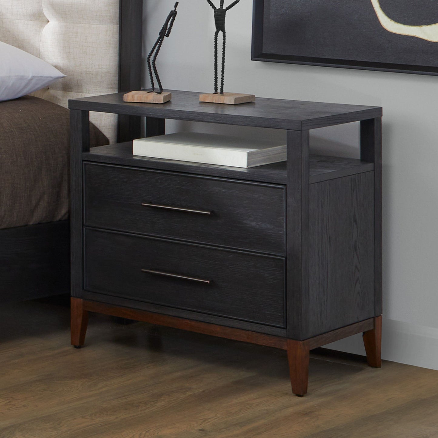 Waterfall - Nightstand - Black
