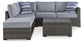 Petal Road - Loveseat Sectional, Ottoman, Table Set (Set of 4) - Gray