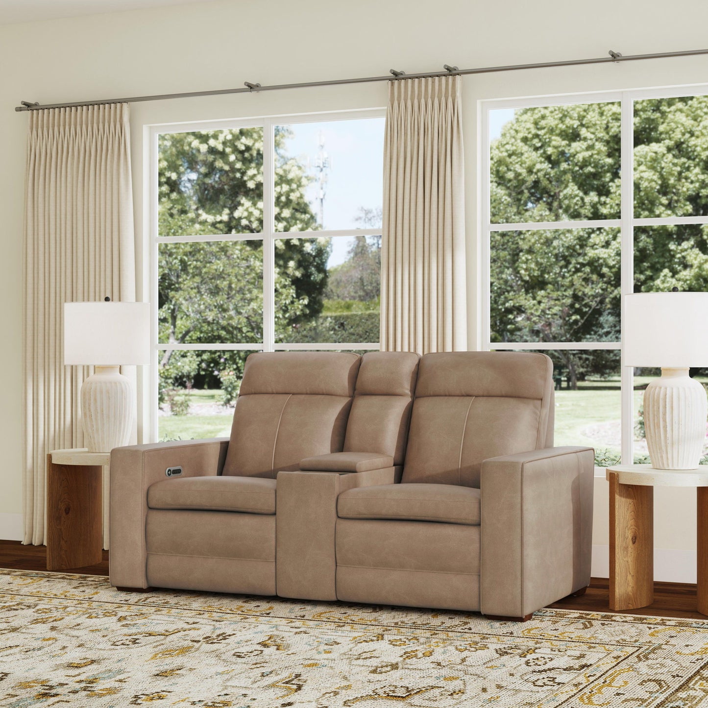 Dutch - Power Reclining Loveseat With Console, Power Headrest & Lumbar