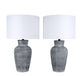 Textured Aura Textured Ceramic Table Lamp (Set of 2) - Textured Black And White Ceramic