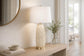 Textured Leaves Carved Ceramic & Metal Table Lamp (Set of 2) - Beige / Soft Gold