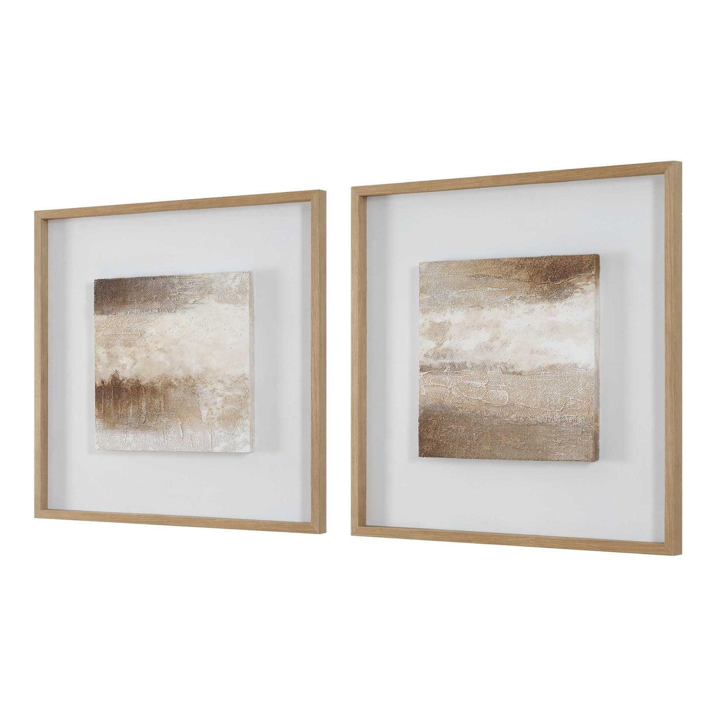 Between Lines - Abstract Painting (Set of 2) - Brown / White