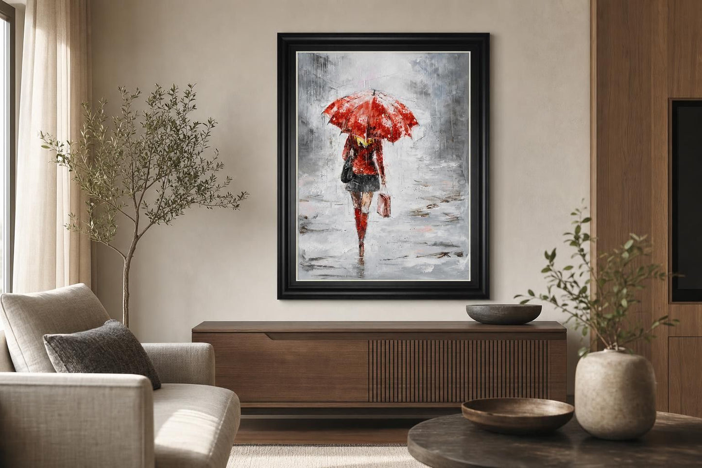 34x40 City in the Rain I By Jolanta Kowalik - Gray