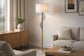 Spiral Radiance I Metal & Marble Floor Lamp - Matte Black / Soft Gold