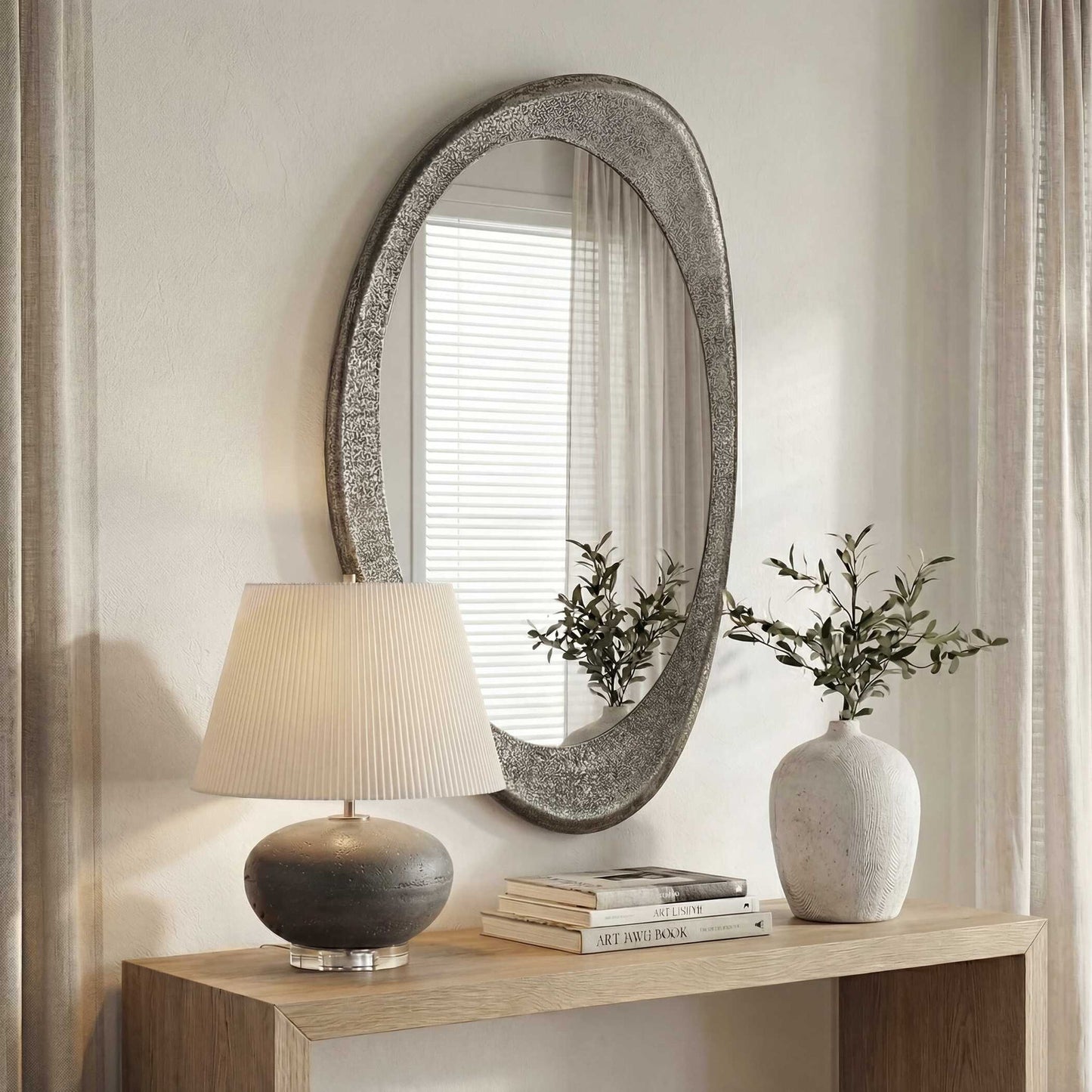 Schiller - Oval Mirror - Antique Nickel