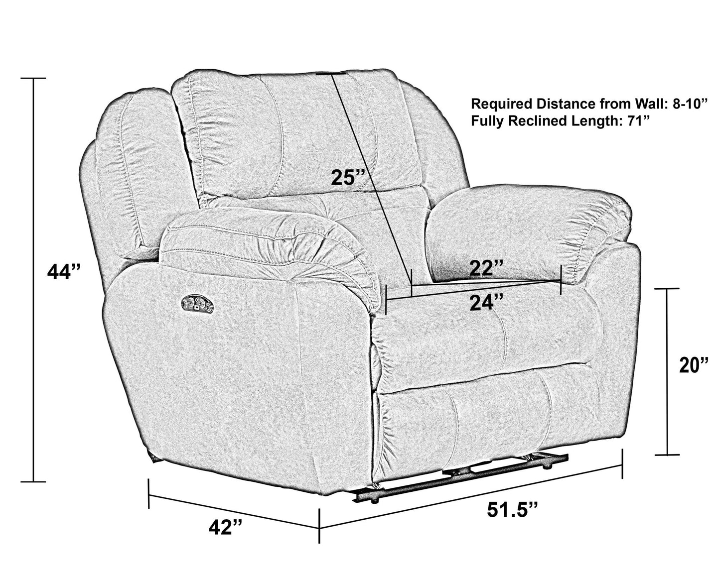 Ferrington - Power Lay Flat Recliner with Power Adjustable Headrest