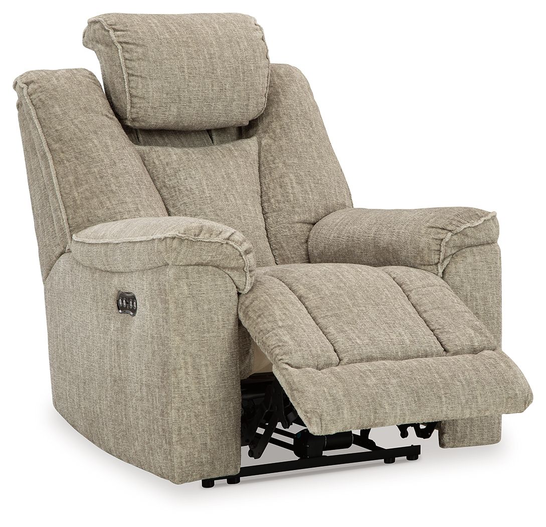 Hindmarsh - Power Recliner/ Adj Headrest - Stone
