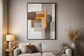 Luminous Grid II Hand-Embellished LED Canvas In Frame - Brown / Orange