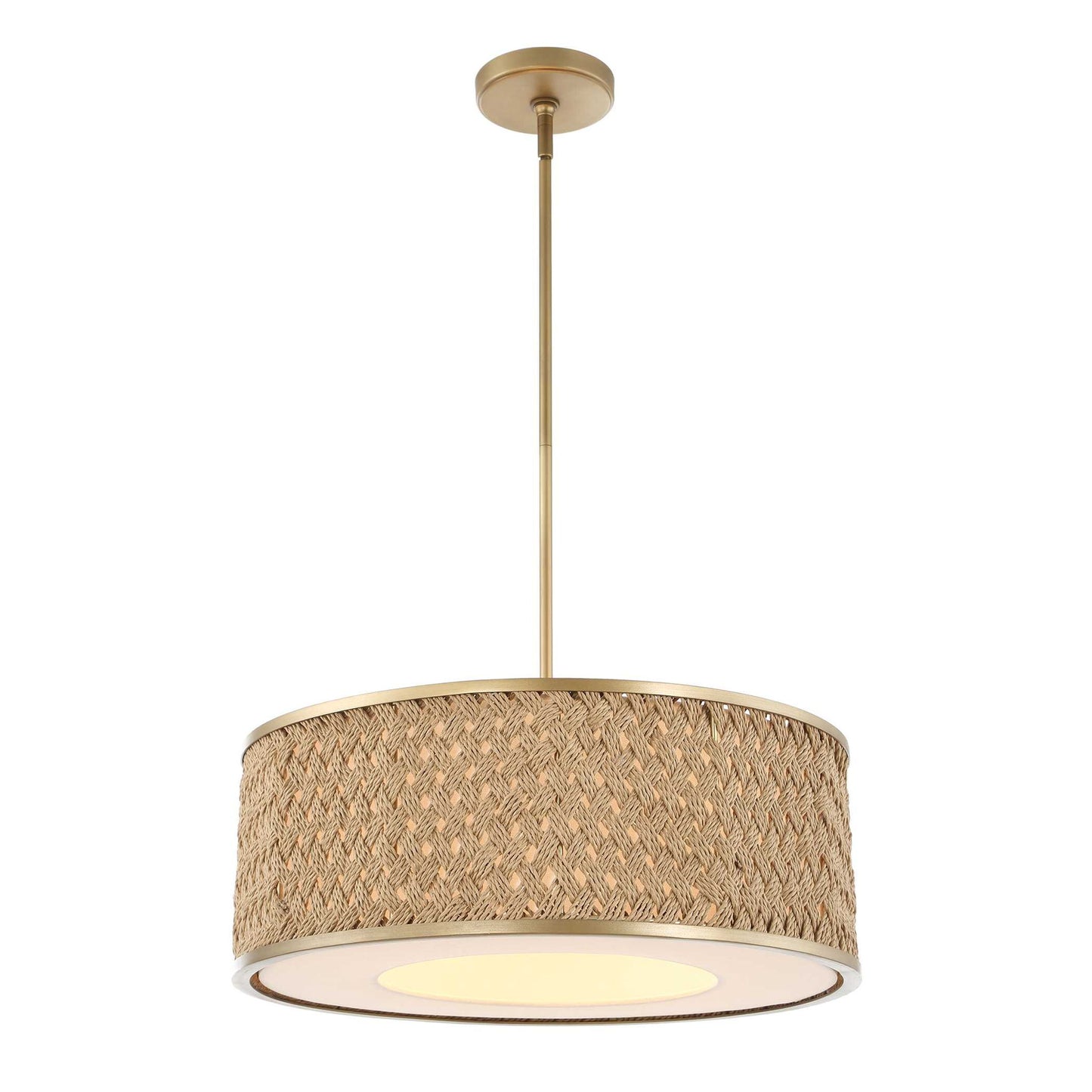 Pinchot - 4 Light Rattan Drum Pendant - Brown