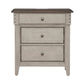 Ivy Hollow - 3 Drawer Nightstand With Charging Station - Weathered Linen / Dusty Taupe