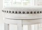 Valebeck - 5 Pc. - Counter Table With Wine Rack, 4 Swivel Stools - White / Brown