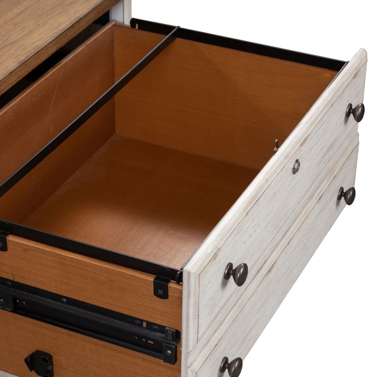 Farmhouse Reimagined - Lateral File - Antique White / Chestnut Tops