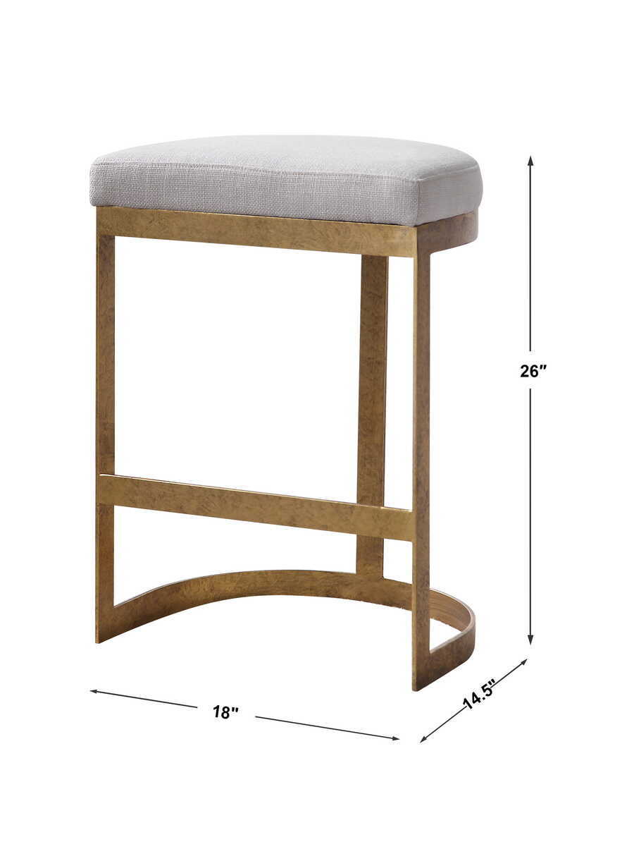 Ivanna - Modern Counter Stool - White & Gold