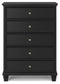 Lanolee - Five Drawer Chest - Black