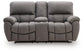 Bakerstein - Power Reclining Loveseat/Console/Adjustable Headrest - Galaxy