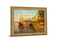 Sunlit Marina Promenade - 28" x 34" Framed Wall Art