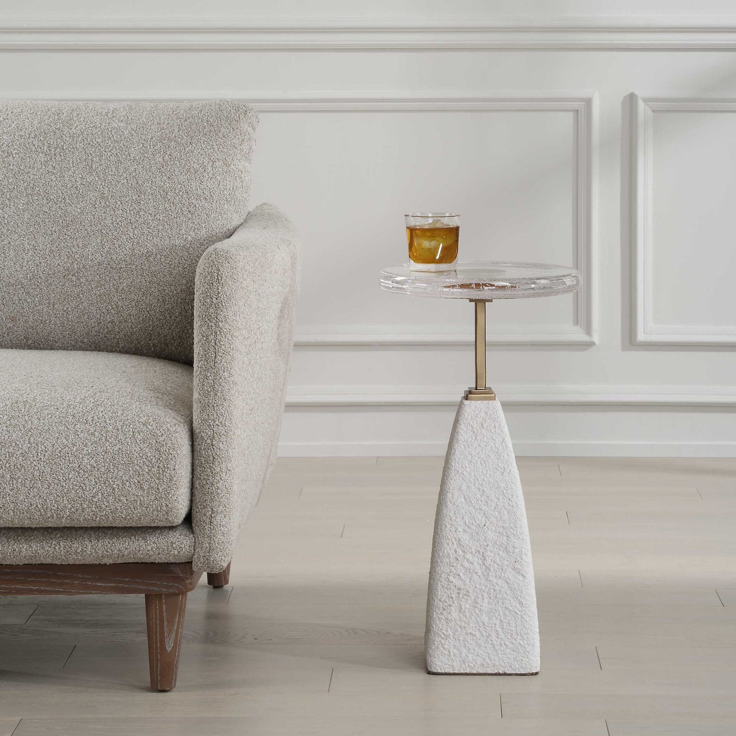 Sora - Glass Drink Table - White