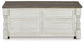 Havalance - Lift Top Cocktail Table with Storage Drawers - White / Gray
